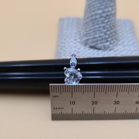 Size 6 Sterling Silver Stunning Heart Cubic Zirconia Gem Ring A4575 - Picture 8 of 9